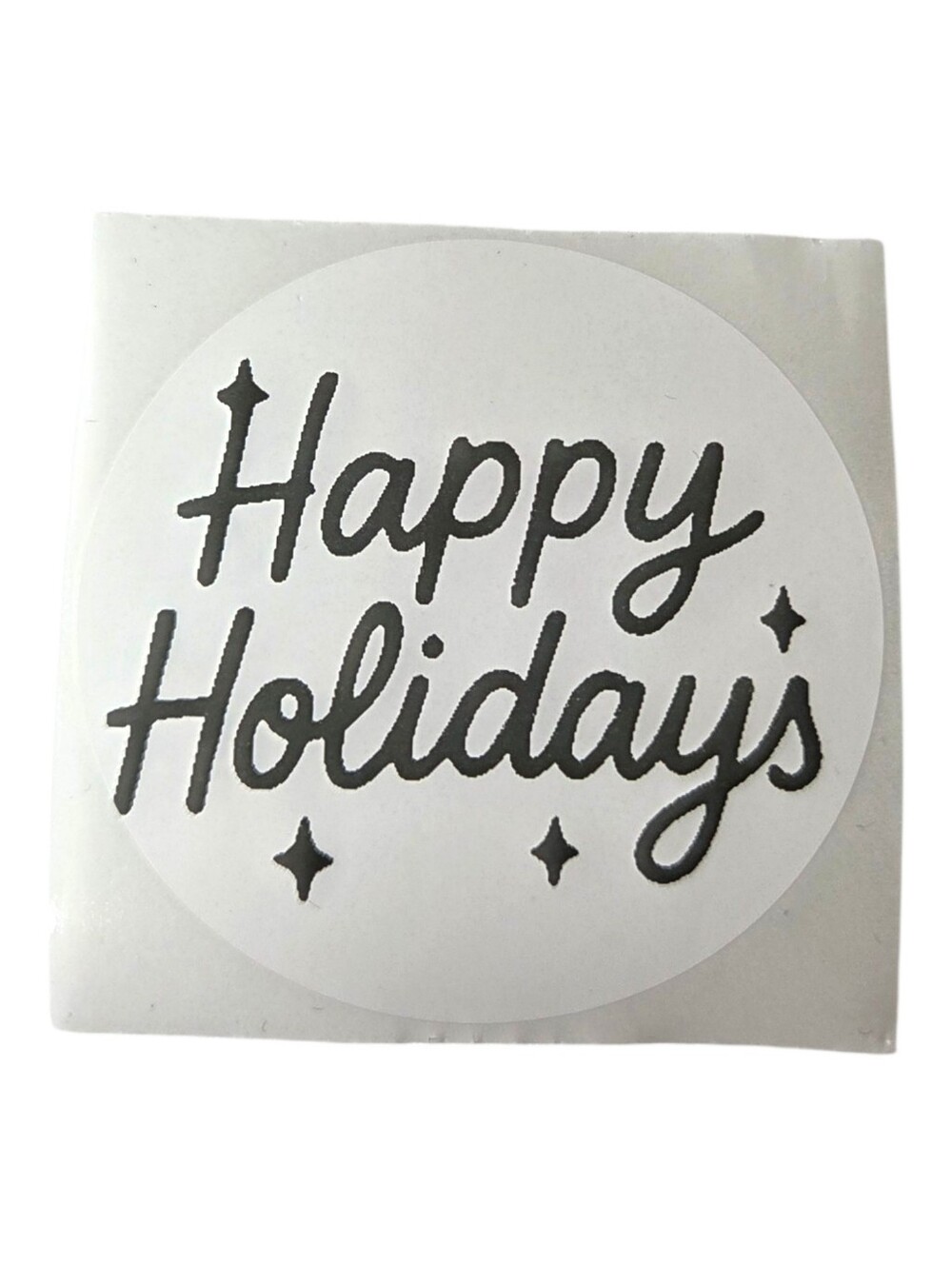 200 Happy Holidays Sticker Pack, 2in Round Pink, White Small Business Packaging - Picture 2 of 2